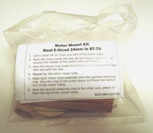 Motor Mount - Dual E-Sized 24mm in BT-70 - Model Rocket Part
