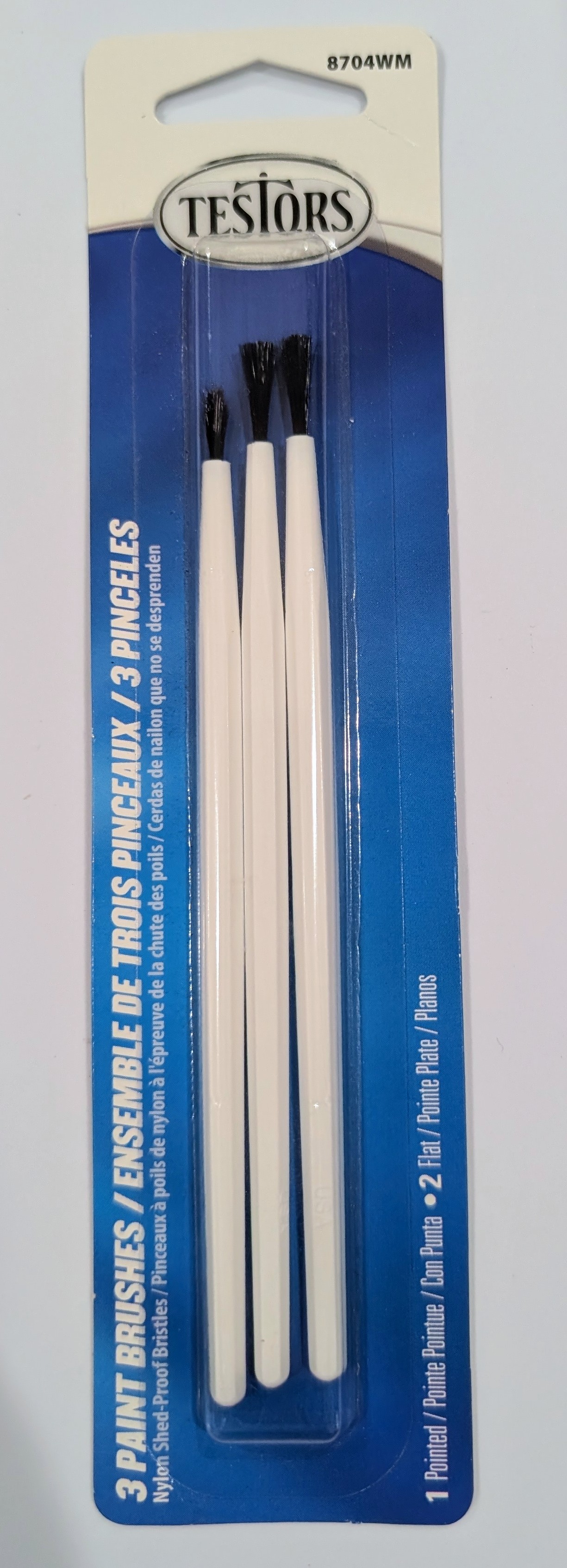 (image for) Testors Three Paint Brushes (One Pointed, Two Flat)