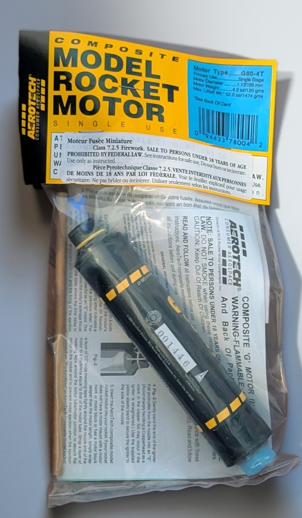 (image for) Aerotech G80-4T Model Rocket Motor