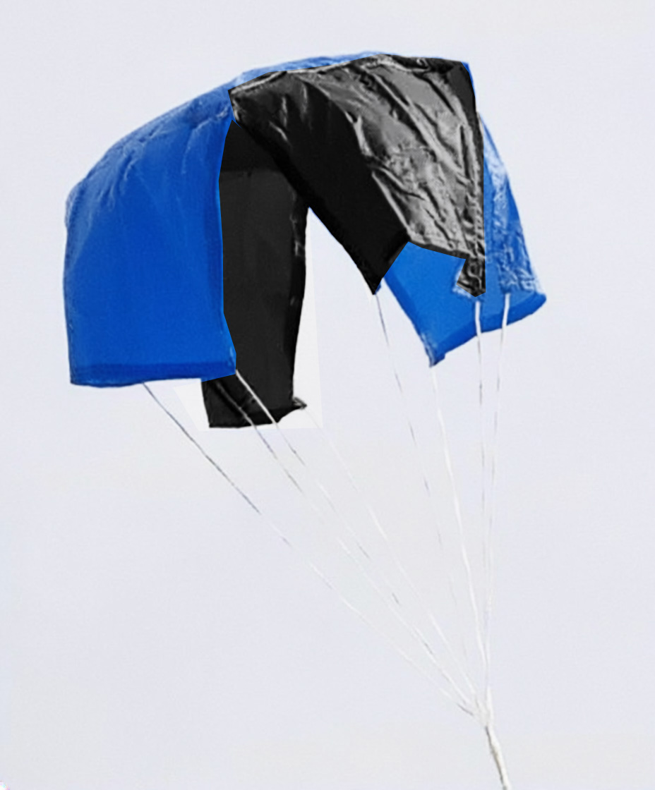 (image for) Top Flight Thin Mill X-Type Parachute 12 inch Black/Blue Ripstop Nylon