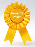A yellow ribbon with Rewards Points written on it.